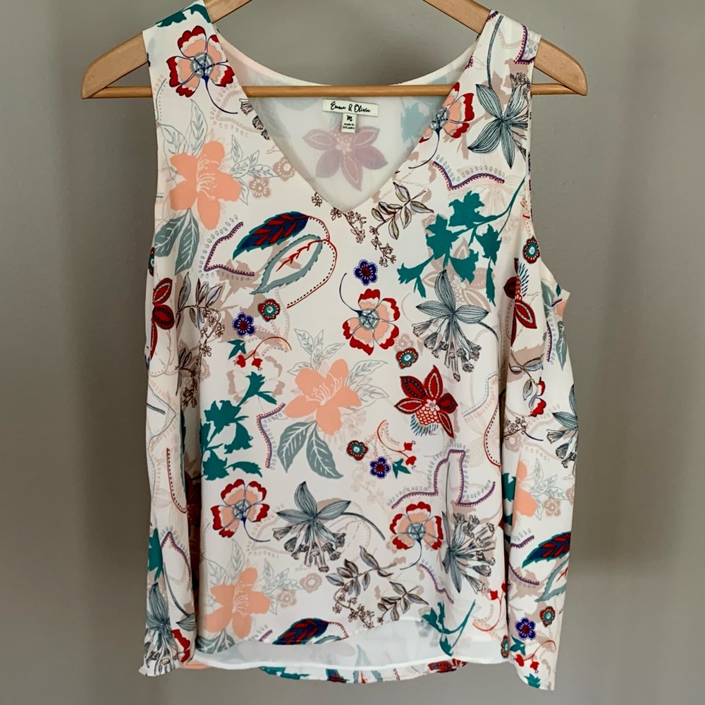 Sleeveless Floral Blouse